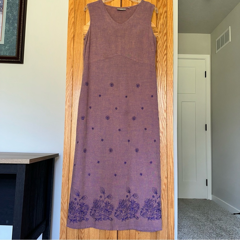 I.V.Y petite P6 Elegant Purple Sleeveless Dress with embroidery empire waist